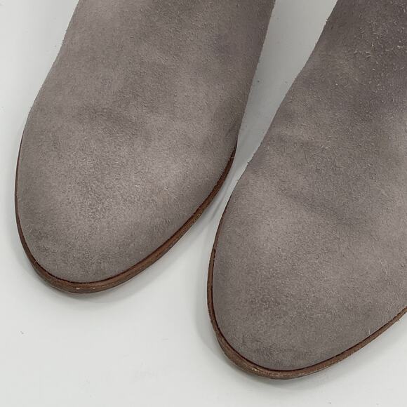 COLE HAAN Hayes Ankle Boots SZ 10.5 Taupe Suede Side Zip Stacked Heel Booties - Picture 3 of 9